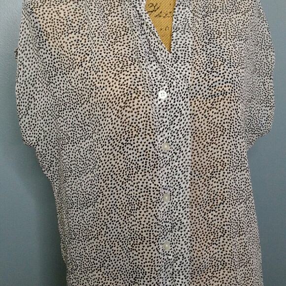 Hale Bob Heart Print Sheer Shirt Size M - Picture 2 of 5
